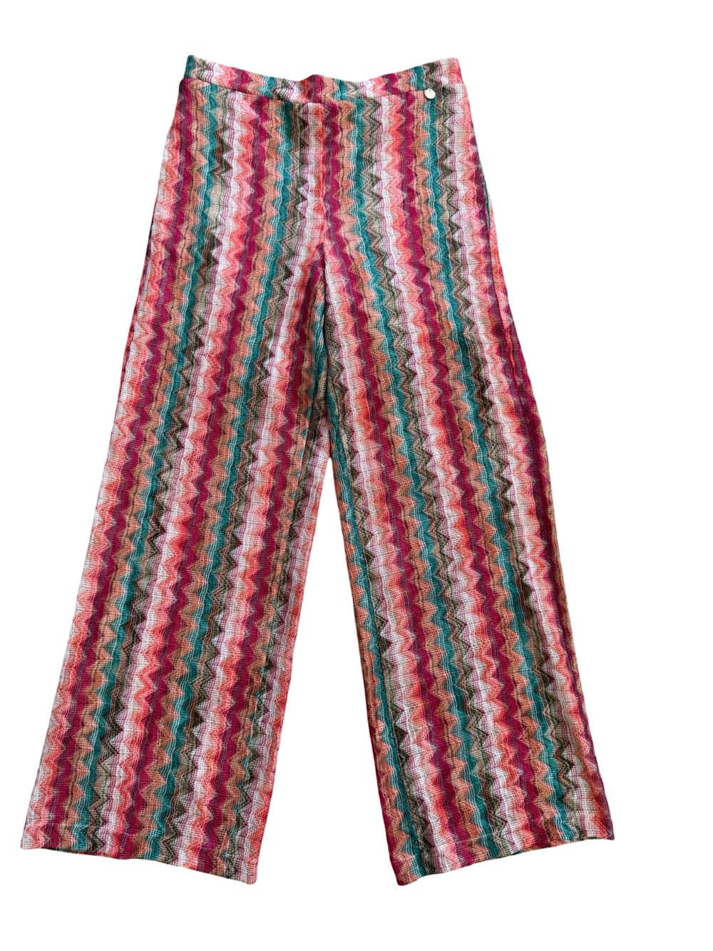 Boho Chevron Palazzo Pants Wide Leg Knit Resort Festival Beach Cover Up S Italy